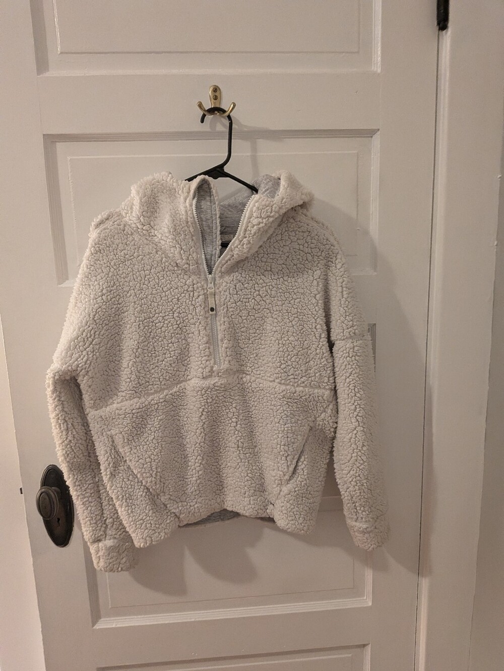 Cozy Sherpa Half-Zip Hoodie Sweater - Cream